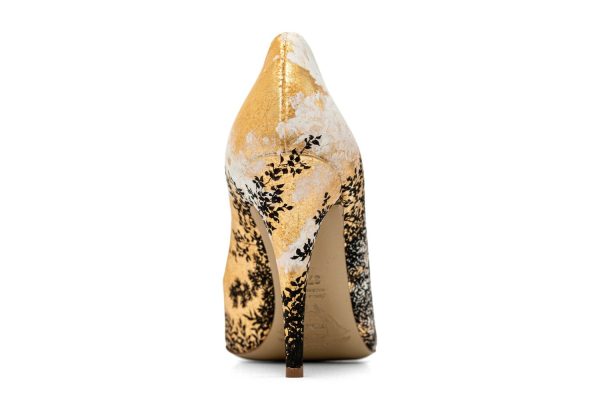 SENREN Décolleté in pelle dipinta oro, nero - immagine 4
