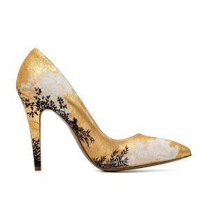 SENREN Décolleté in pelle dipinta oro, nero
