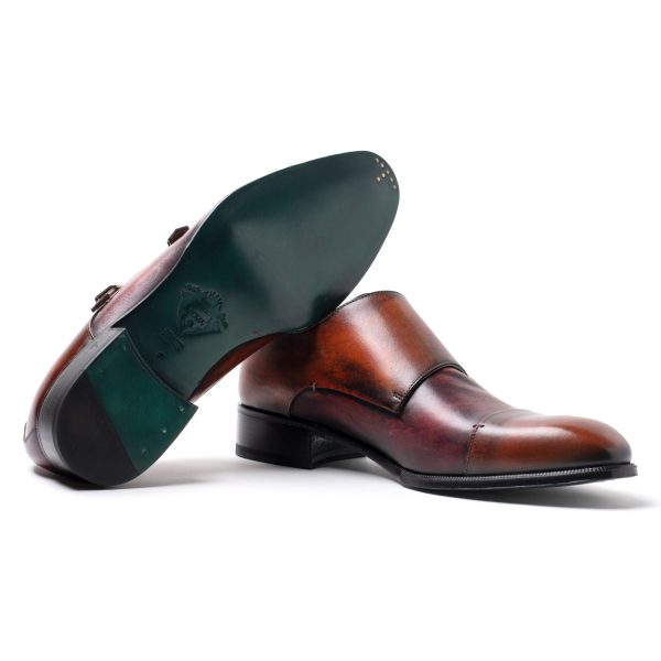 ELIOT Doppia Fibbia in Pelle Bordeaux arancio - immagine 5