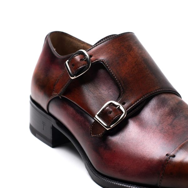 ELIOT Doppia Fibbia in Pelle Bordeaux arancio - immagine 4