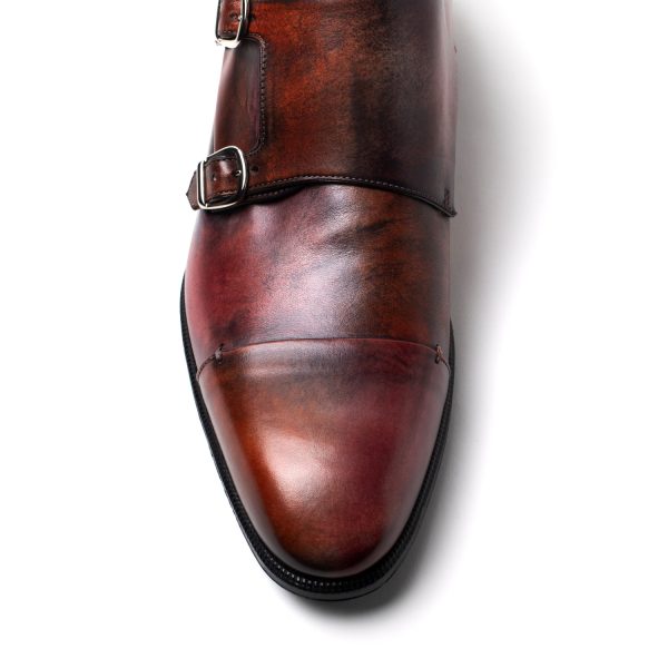 ELIOT Doppia Fibbia in Pelle Bordeaux arancio - immagine 3