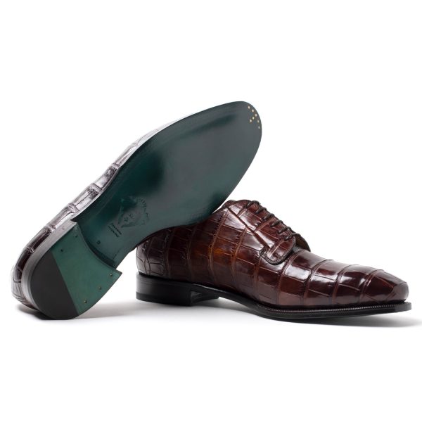 CRAIG Stringate in pelle di Coccodrillo cognac - immagine 6