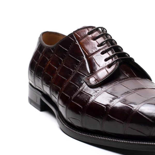 CRAIG Stringate in pelle di Coccodrillo cognac - immagine 5