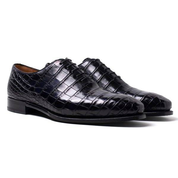 BART Stringate in pelle di Coccodrillo blu - immagine 2