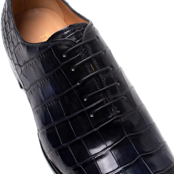 BART Stringate in pelle di Coccodrillo blu - immagine 4