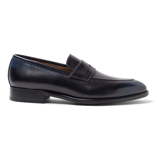 T Mocassini in Pelle Blu/Nero