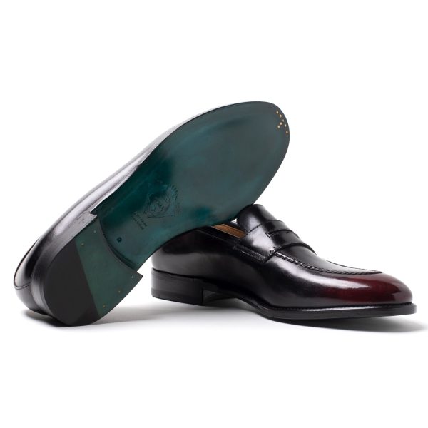 T Mocassini in Pelle Bordeaux/Nero - immagine 6