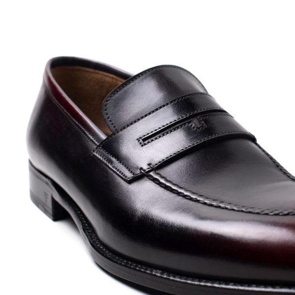 T Mocassini in Pelle Bordeaux/Nero - immagine 5