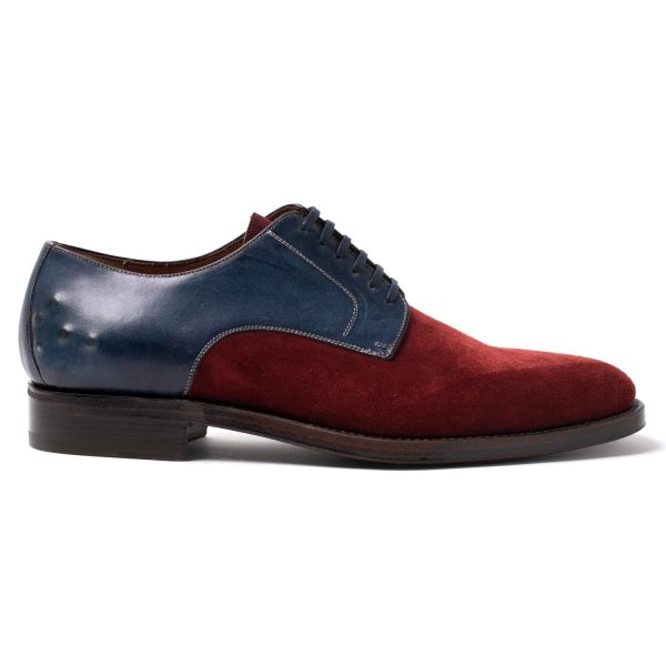 PHILIP OMO Stringate in Pelle e Suede, Blu-bordeaux