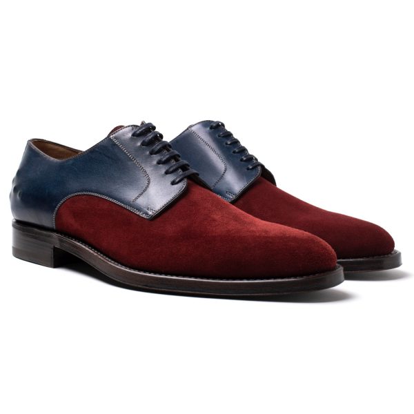 PHILIP OMO Stringate in Pelle e Suede, Blu-bordeaux - immagine 2