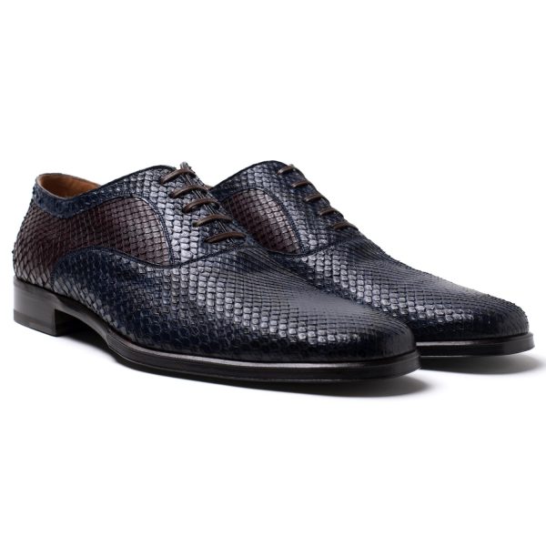 WILLIAM Stringate in Pitone blu, bordeaux - immagine 2