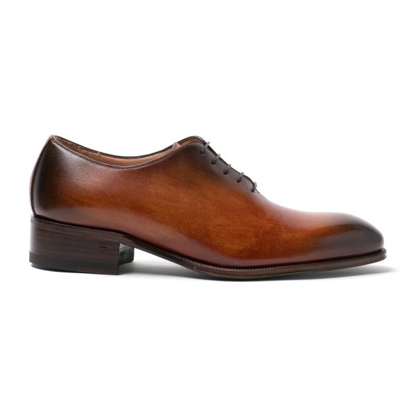 TULIP stringate in pelle cognac, verde degradé