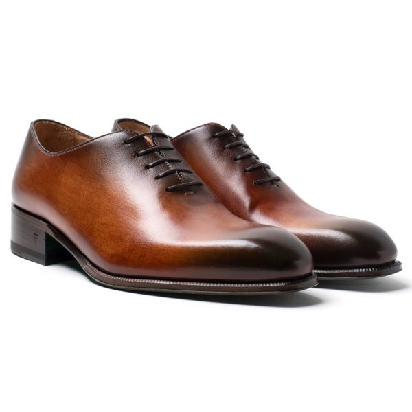 TULIP stringate in pelle cognac, verde degradé - immagine 2