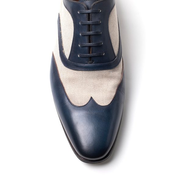 CHARLES Stringate in Pelle e Tessuto blu - immagine 3