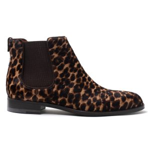 RINGO Stivaletti in pelle marrone stampa nero