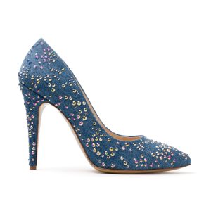 ERIFILE Décolleté in blue jeans e cristalli Swarovski