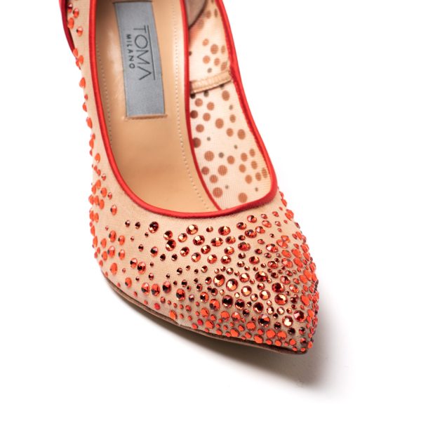 HANA Décolleté in tulle rosso e cristalli Swarovski - immagine 4