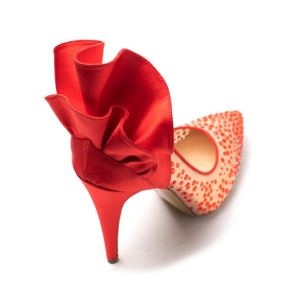 HANA Décolleté in tulle rosso e cristalli Swarovski - immagine 3