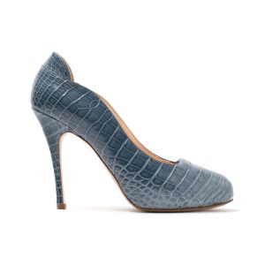 INDIRA Décolleté in finissima pelle di coccodrillo blu