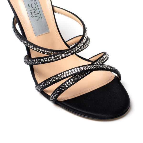 ECLIPSE Sandali raso e cristalli Swarovski nero - immagine 4